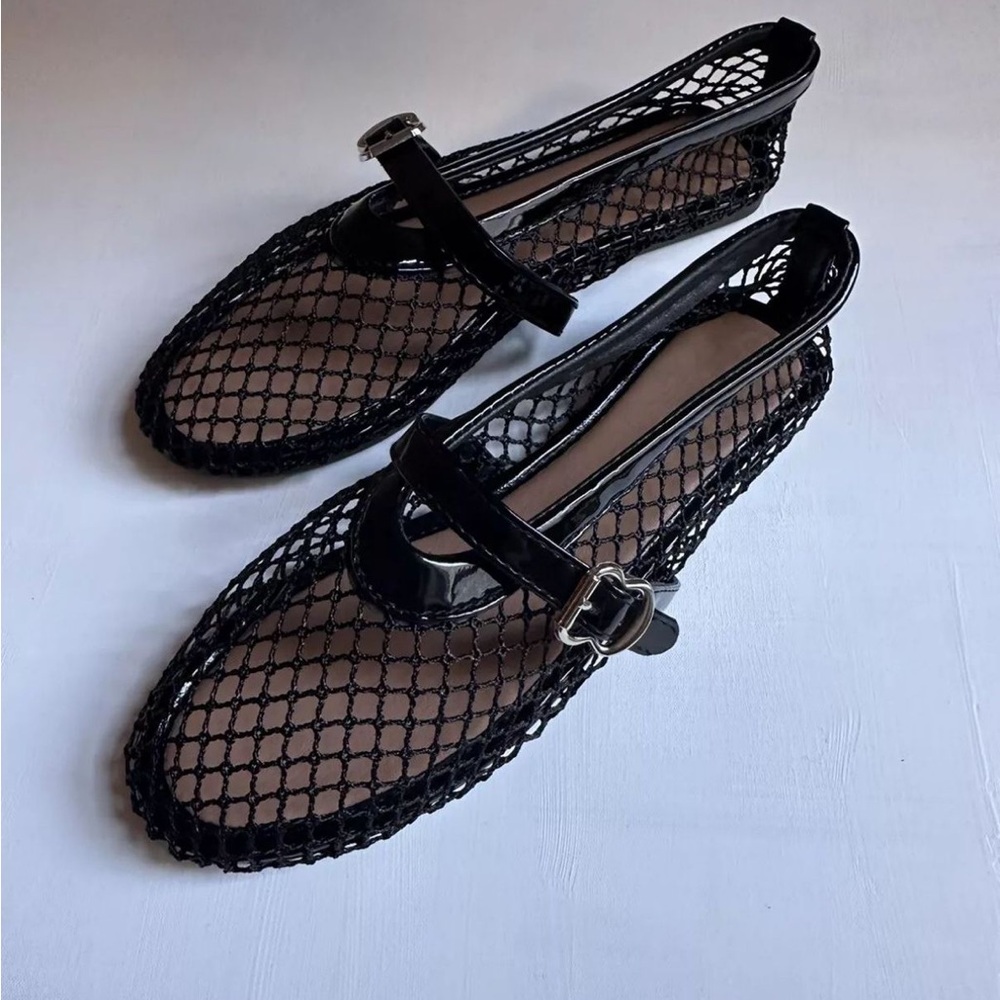 Alaia Black Mesh flats